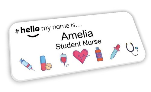 Hello name badge white - hello, is