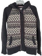 Fat Face Ladies Fleece Lined Cardigan Hooded Knitted Heavyweight Fairisle UK 8 S