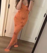 Orange maxi Dress White Fox