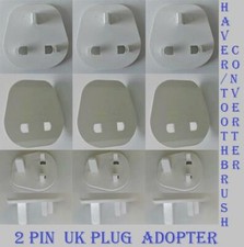 Electrical Mains 2 Pin Shaver/Toothbrush Plug Converter To UK 3 Pin Adaptor Plug