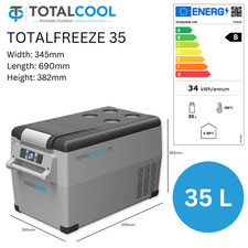 Totalfreeze 35 Litre Portable Camping Fridge Fast Cooling 12/24 Volt Van Freezer