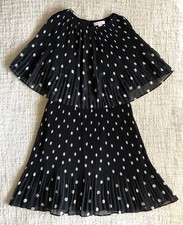 Topshop black white polka dot plisse cape overlay dress, 8