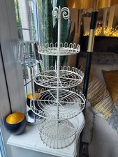 Extra tall cream metal cake stand vintage shabby chic used