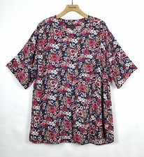 HAMPSTEAD BAZAAR MULTI FLORAL BIRD PRINT LAYERED RELAXED  BLOUSE ONE SIZE 16 18