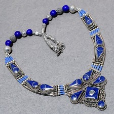 Lapis Lazuli Handmade Bohemian Ethnic Tribal Nepali Jewelry Necklace 18" SR 7006