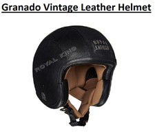 Royal Enfield Genuine "Granado Vintage Leather Helmet" Black -Express Shipping