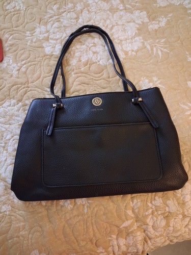 Anne klein black logo satchel - black,