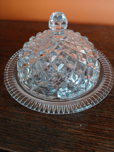 Vintage pressed glass butter - pressed,