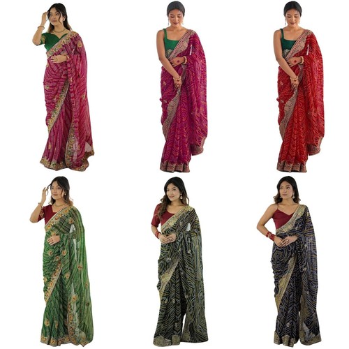 Women georgette bandhani - women's,