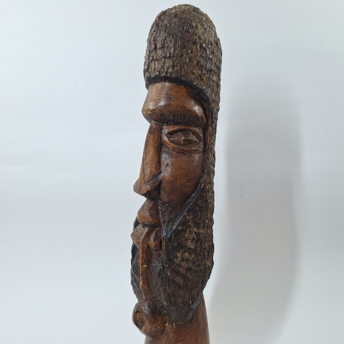 Hand carved wood bearded man - carved,