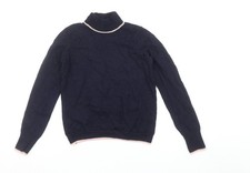 Cath Kidston Womens Navy Blue Roll Neck Wool Jumper Size S