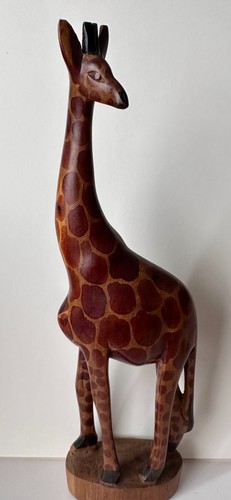 Hand carved wooden giraffe - carved,
