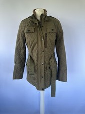Crew Clothing khaki green quilted field jacket with belt & fleece lining size 12