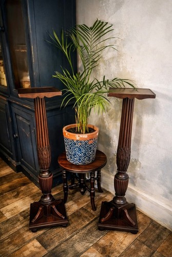 Antique mahogany plant stands - mahogany,