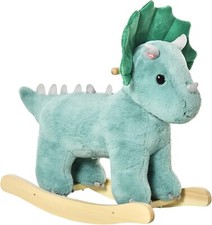 Dinosaur Rocking Horse Baby Ride-On Wooden Plush Seat Rocker Toy Green 3-6 Years