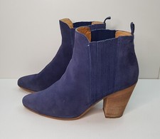 MODA IN PELLE 8UK EU41 WOMENS BLUE SUEDE HIGH HEEL ANKLE CHELSEA BOOTS BOOTIES