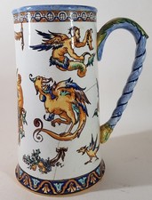 Superb Large Antique Gien France Hand Painted Majolica Pottery Jug C1871-75 A/F