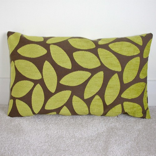 Lime green cushion cover - green, brown