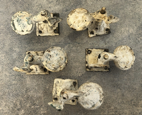 Antique shutter dogs - antique, cast