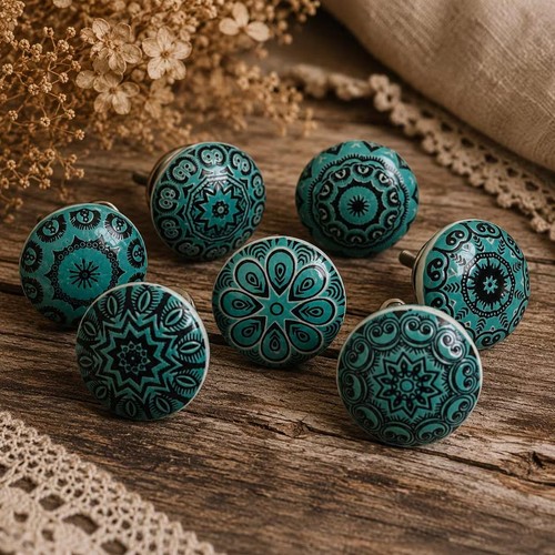 Teal knobs mandala mosaic