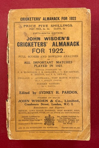 1922 wisden softback - softback,
