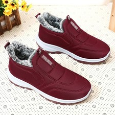 Mens Fur Lined Shoes Slip On Leather Thermal Warm Shoes Winter Snow Boots 2025