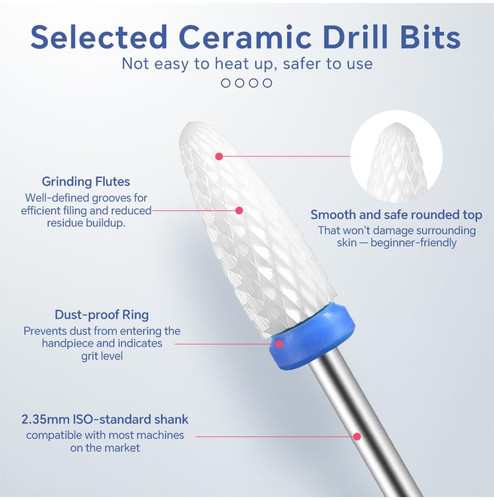 10pcs ceramic nail drill bits - 10pcs,