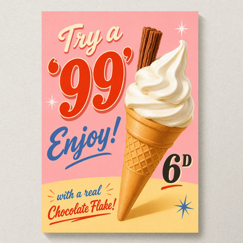 Retro ice cream poster - 99,