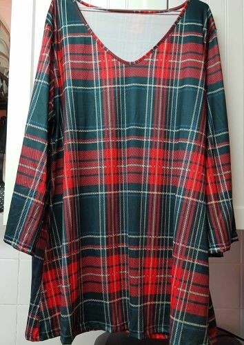 Ladies red green tartan - red/green, tunic