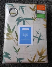 Dunelm Lined Eyelet Curtains 66x72" / 168x182cm Watercolour Bamboo Teal 