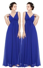 V-neck straps chiffon floor