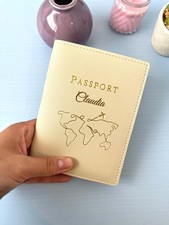 Personalised PU Leather Passport Holder,Passport Cover, Travel gift for her &him