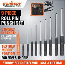 9PC Forged Steel Roll Pin Punch Set Roll Up Pouch Case Rifle Gunsmithing Jeweler