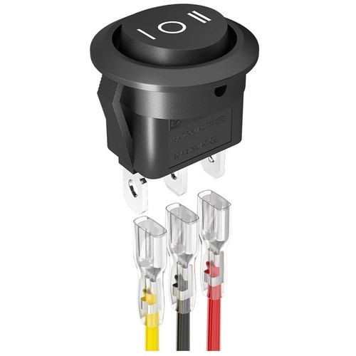 Black way 12v round rocker - black,