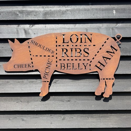 Big pig sign metal - big,
