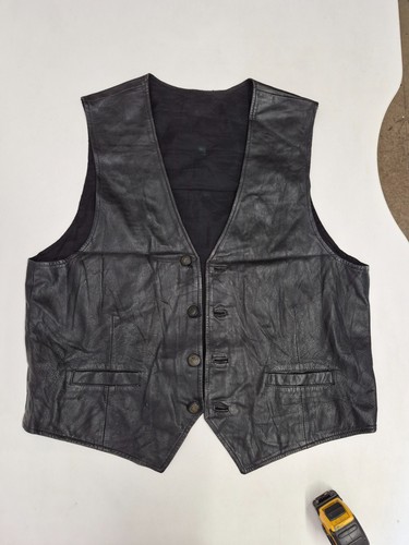 Vintage leather waistcoat - , 44"