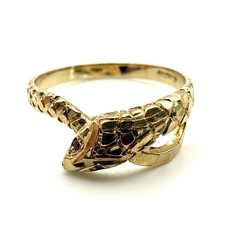 9ct Gold Ruby Snake Ring Men’s Gold Ruby Snake Ring Statement Ring Large Size