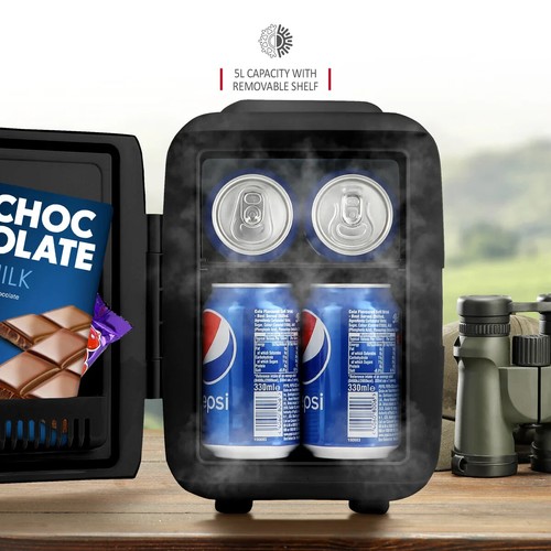 Black mini fridge switched - black, 5l