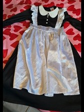 Girls Black White Maids Costume, Fancy Dress 7-8 Years