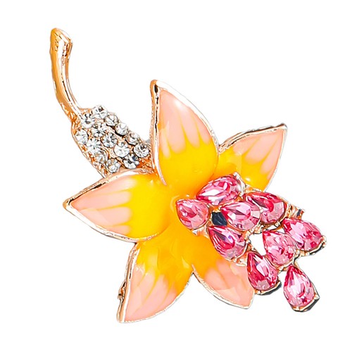 Rhinestone flower brooch - rhinestone,