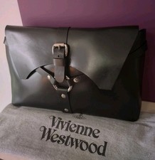Vivienne Westwood  Large Leather Black Bondage  Clutch Bag Rare.?.....
