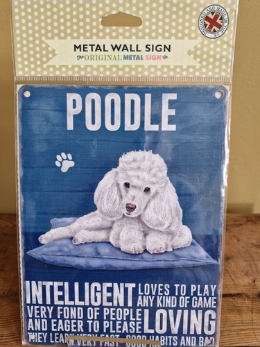 White poodle dog metal - poodle,