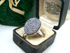 GORGEOUS MODERNIST SOLID STERLING SILVER ROUGH FOOLS GOLD MARCASITE RING SIZE R
