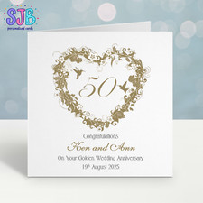 Personalised 50th Wedding Anniversary Card, Golden Anniversary, any wording