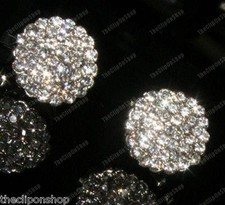 CLIP ON diamante 1cm ROUND RHINESTONE crystal EARRINGS