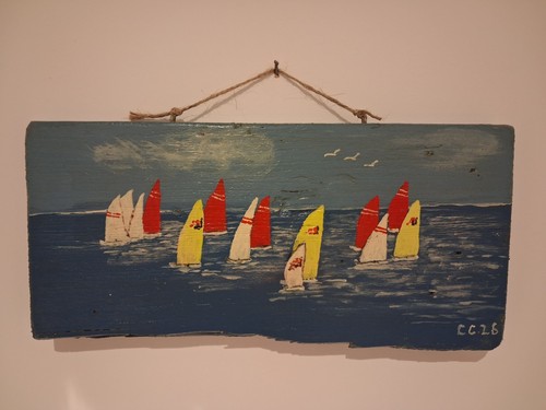 Hand painted reclaimed pallet