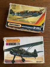 2 VINTAGE MATCHBOX MODEL PLANE KITS - HENSCHEL 126 (1979) ME 109E (1989) UNMADE
