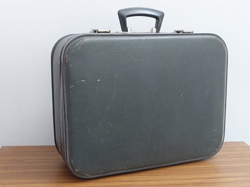Grey vintage luggage suitcase - vintage,