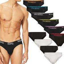 Mens 6 Pack Keanu 100% Cotton Slip Briefs Designer Waistband Underwear  S - 2XL
