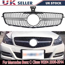 For Mercedes C-class W204 S204 C204 Grill Amg Silver Chrome Diamond 2008-2014 UK